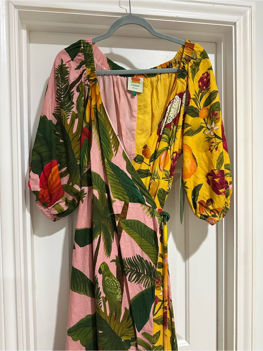 FARM Rio Pink & Yellow Tropical wrap Maxi Dress - Picture 2 of 7
